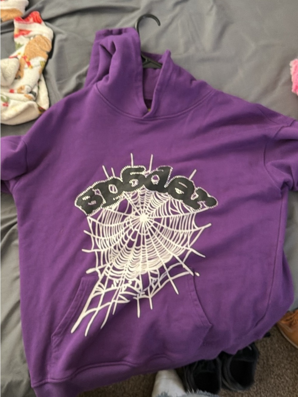 Purple Spiderweb Graphic Hoodie Sweater